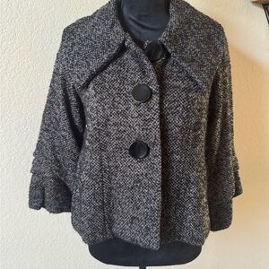 Kensie Chic Black and Gray Tweed Coat size S